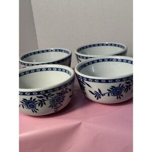 1952 Sterling China Company Restaurant Ware Bowls-TOWN U.S.A Mark-Cobalt Floral